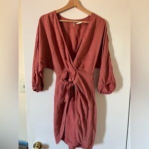 Anthropologie Rust Wrap Dress